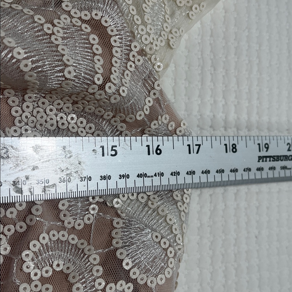 Bebe White Sequin Lace Mini vintage Vintage Cocktail Glam Sz Small coquette 90s - Picture 4 of 10
